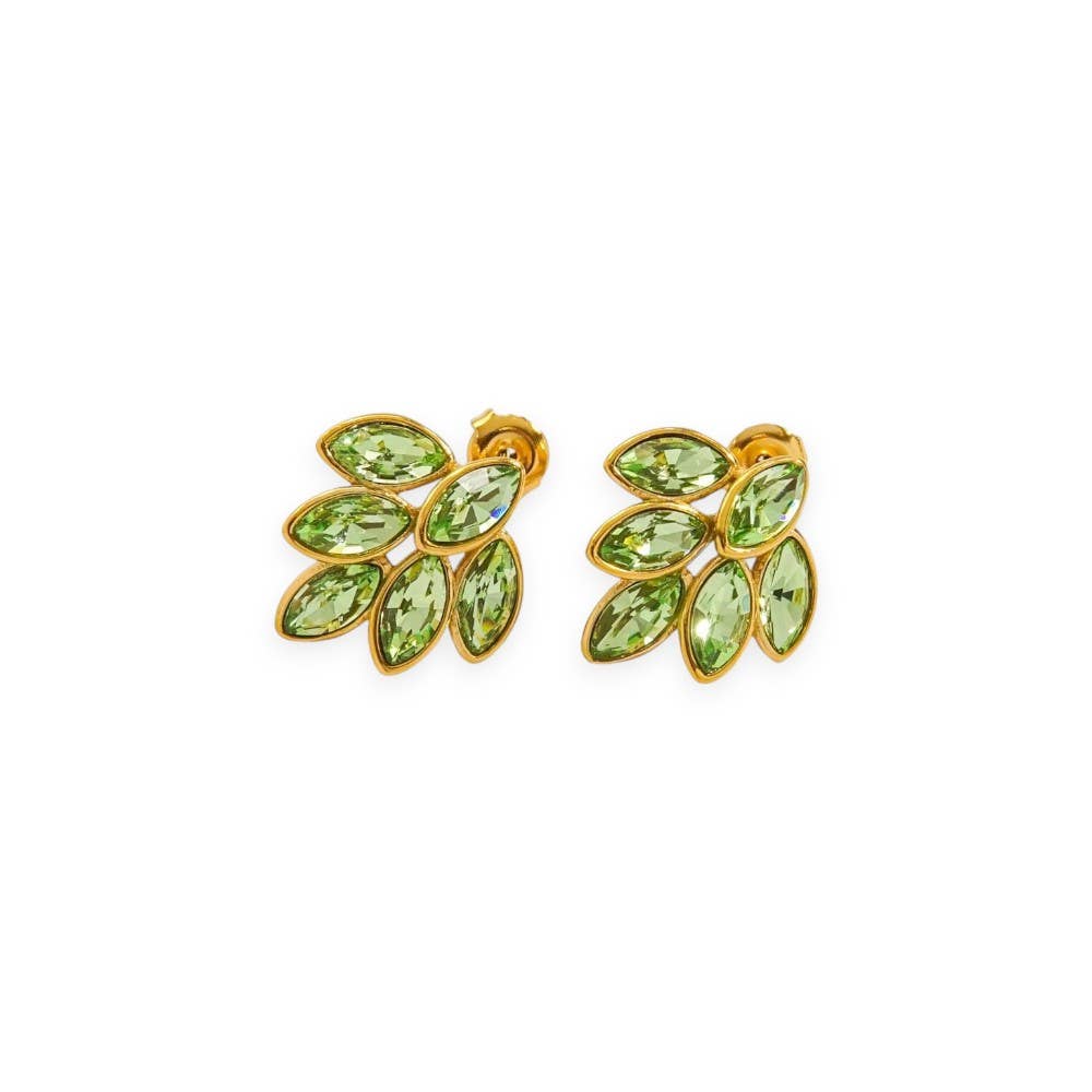 Petal Earring in Green & Gold
