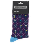 Men's Bamboo Socks - Plaid Golf Purple