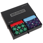 Men's Bamboo Socks Gift Box - Plaid Golf Purple & Green