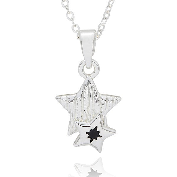 Fox Under The Moon Silver Plated Necklace Friends / Stars