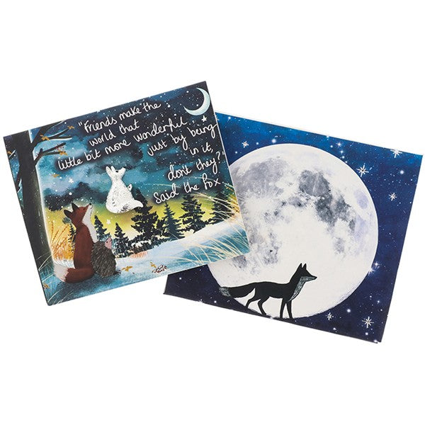 Fox Under The Moon Magnetic Brooch + Gift Envelope - Friends Make The World