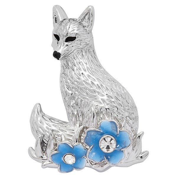 Fox Under The Moon Magnetic Brooch + Gift Envelope - Forget-me-not Remembrance