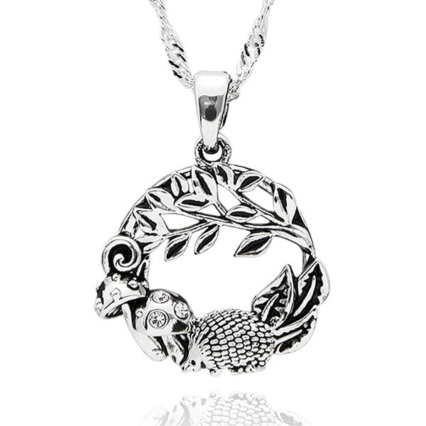 Back To Nature Woodland Hedgehog Silver Plated Necklace