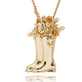 Secret Garden Flower Wellie Gold Plated Necklace