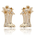 Secret Garden Flower Wellie Gold Plated Earrings