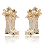 Secret Garden Flower Wellie Gold Plated Earrings