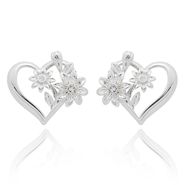 Secret Garden Heart Silver Plated Earrings