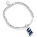 Secret Garden Spot Navy Blue Wellies Silver Plated Bracelet