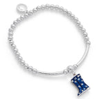 Secret Garden Spot Navy Blue Wellies Silver Plated Bracelet