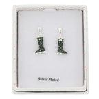 Secret Garden Spot Green Wellies Silver Plated Earrings