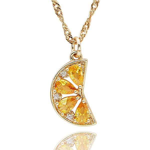Juicy Gems Lemon Slice Gold Plated Necklace