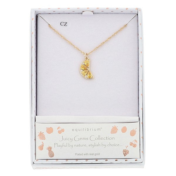 Juicy Gems Lemon Slice Gold Plated Necklace