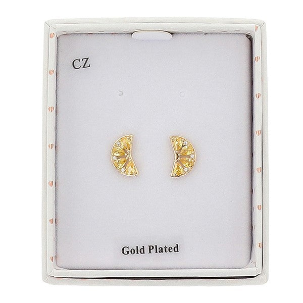 Juicy Gems Lemon Slice Gold Plated Earrings