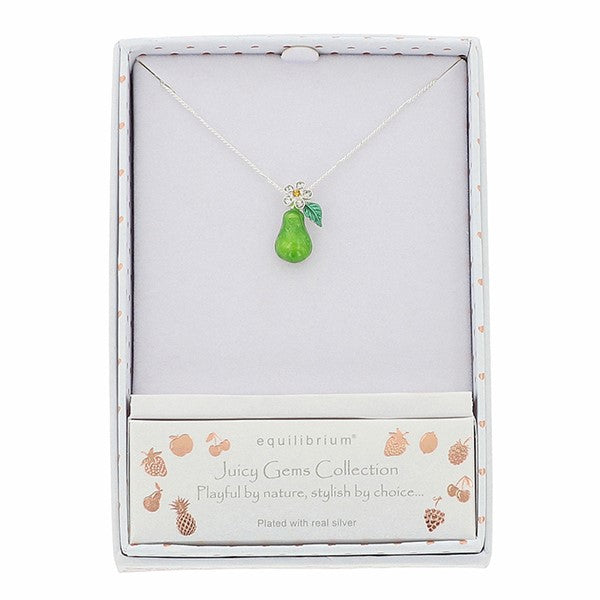 Juicy Gems Sparkle Pear Silver Plated Necklace