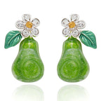 Juicy Gems Sparkle Pear Silver Plated Earrings