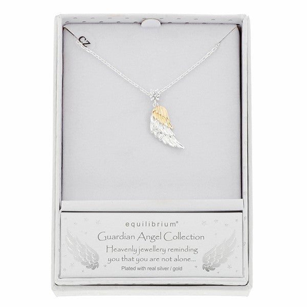 Guardian Angel Two Tone Angel Wings Necklace