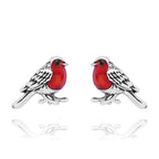 Antiqued Robin Silver Plated Earrings