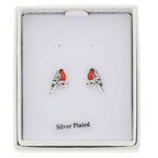 Antiqued Robin Silver Plated Earrings