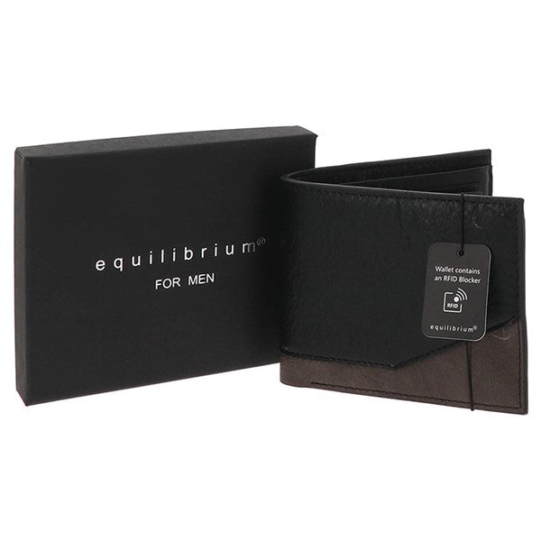 EQ For Men Two Tone Modern RFID Wallet Black Grey