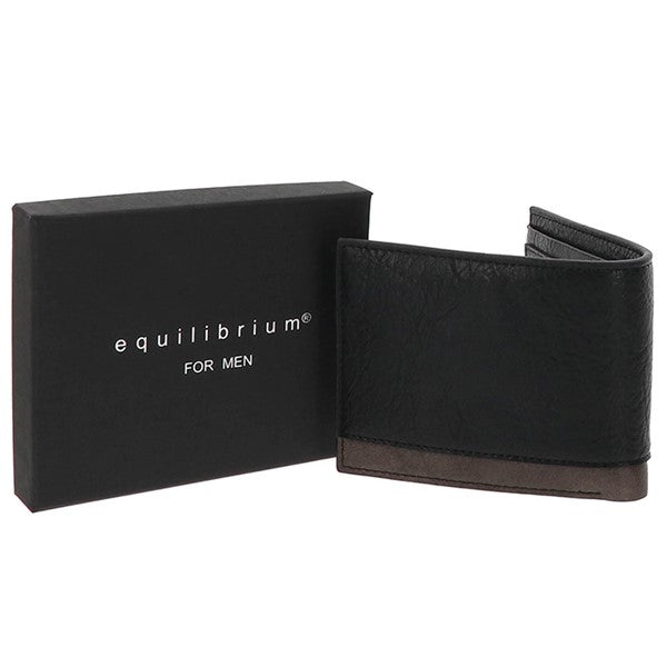 EQ For Men Two Tone Modern RFID Wallet Black Grey