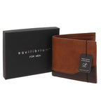 EQ For Men Two Tone Modern RFID Wallet Tan & Dark Brown