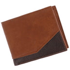 EQ For Men Two Tone Modern RFID Wallet Tan & Dark Brown