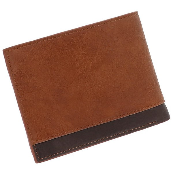 EQ For Men Two Tone Modern RFID Wallet Tan & Dark Brown