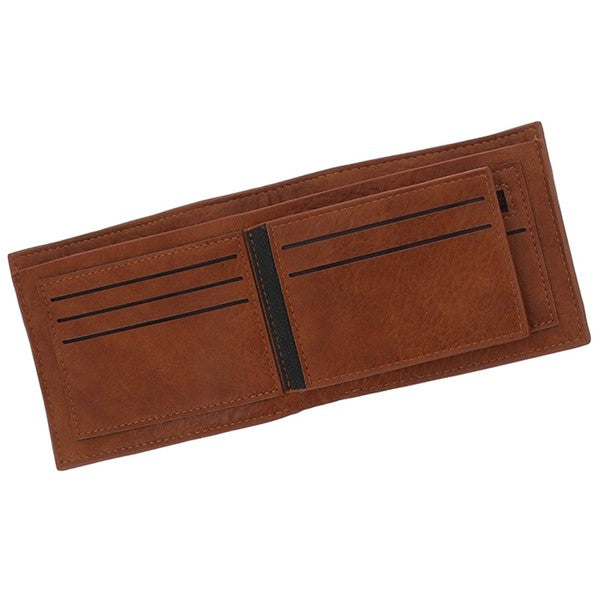 EQ For Men Two Tone Modern RFID Wallet Tan & Dark Brown