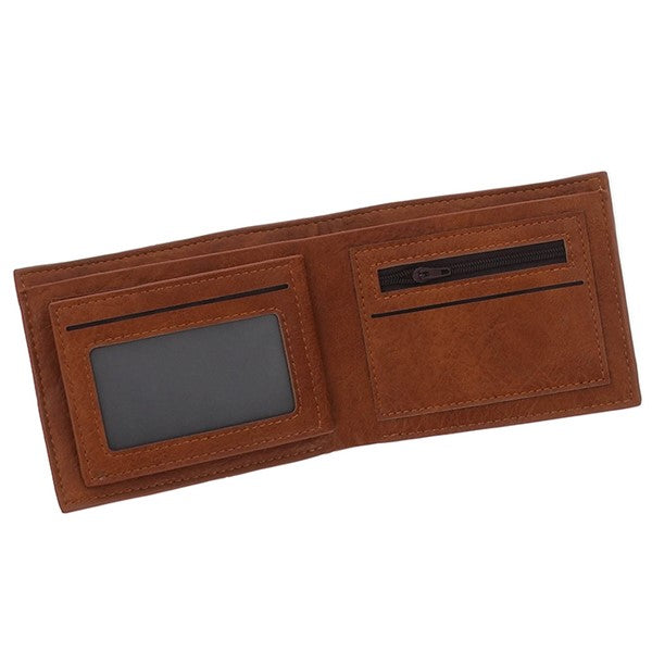 EQ For Men Two Tone Modern RFID Wallet Tan & Dark Brown