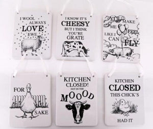 Kitchen Ceramic Signs Pig Chick Cow