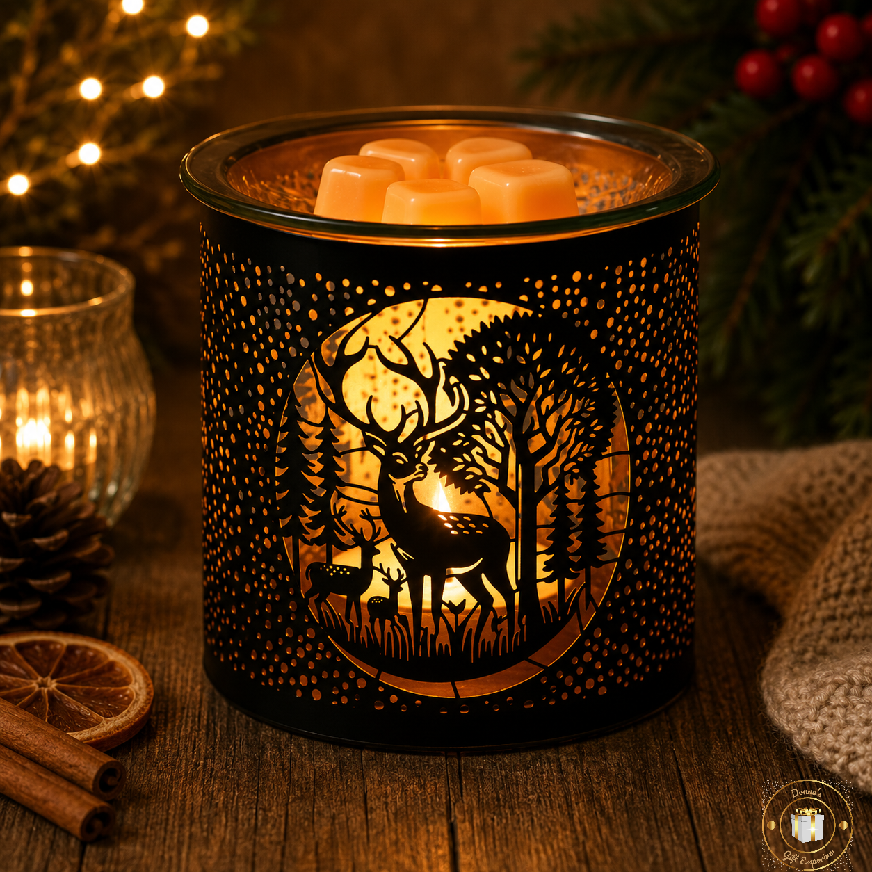 Wax Warmer / Burner - Black Stag Deer Family