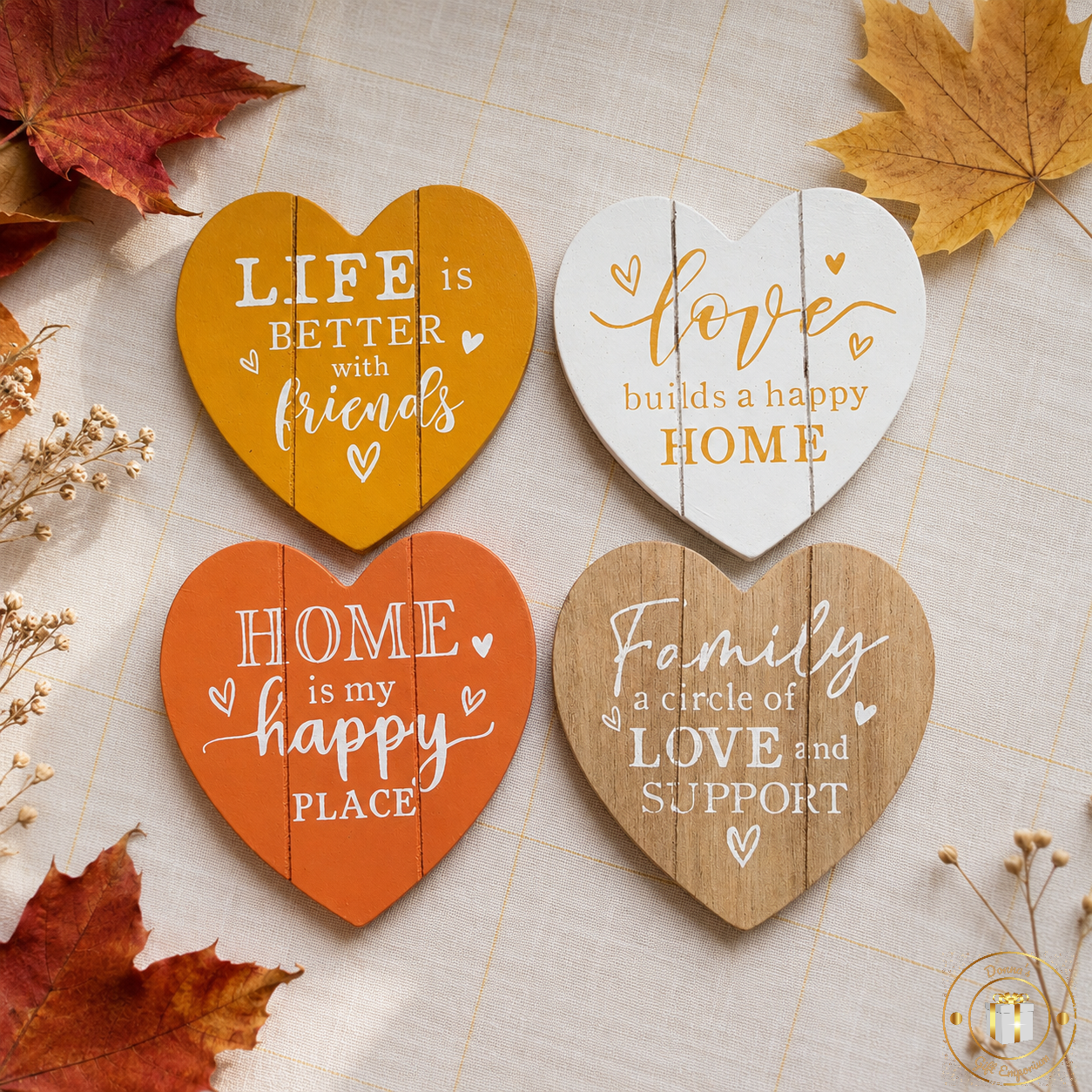 Autumn Leaves Wooden Coasters – Set of 4