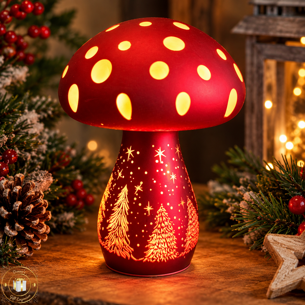 Magical Christmas LED Mushroom Small Red