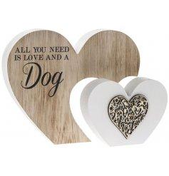 Wooden Heart Block - Large - Dog