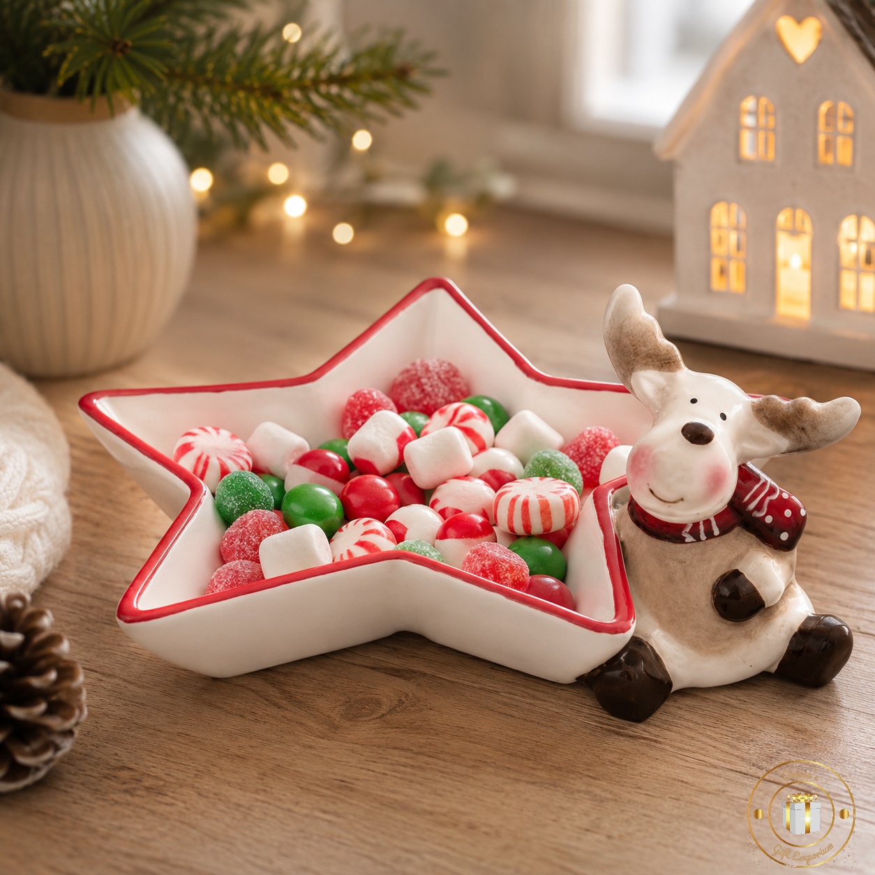 Festive Reindeer Star Serving Dish