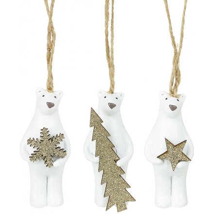 Polar Bear Tree Decorations - Set of 3