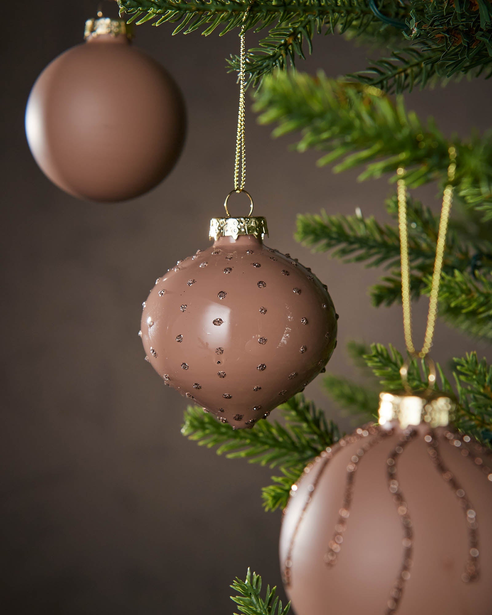 Set of 20 Glass Baubles - Mocha