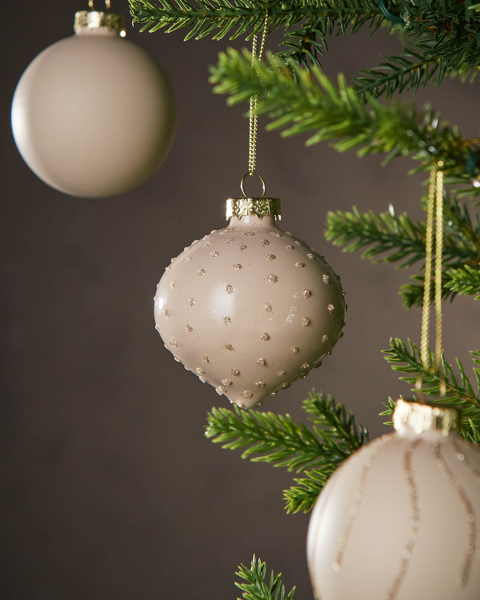 Set of 20 Glass Baubles - Latte