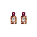 Mini Gem Earring in Amber & Pink