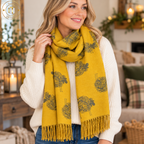 Cashmere Sheep Scarf - Mustard/Dark Grey