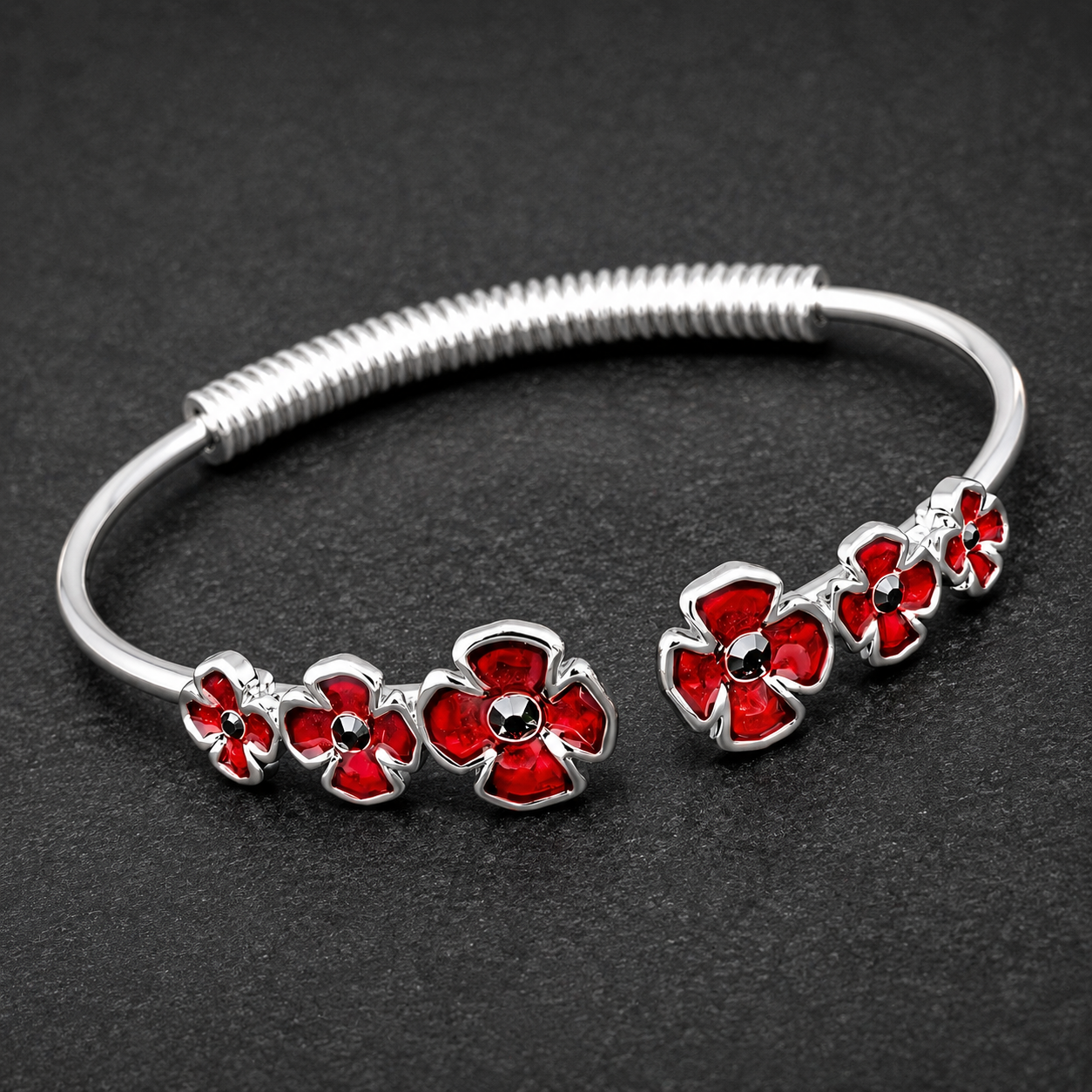 Equilibrium Silver Plated Poppy Bangle