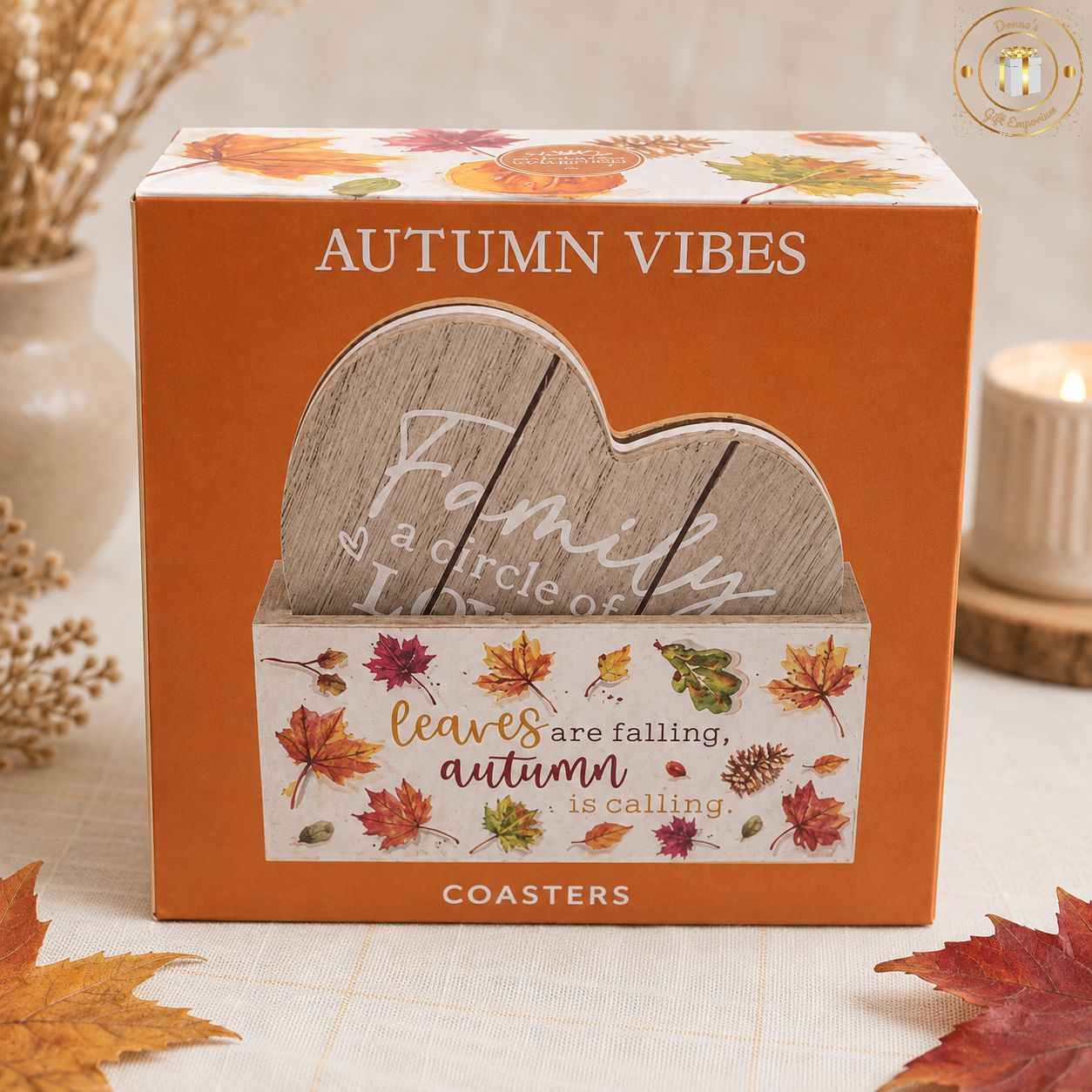 Autumn Leaves Wooden Coasters – Set of 4