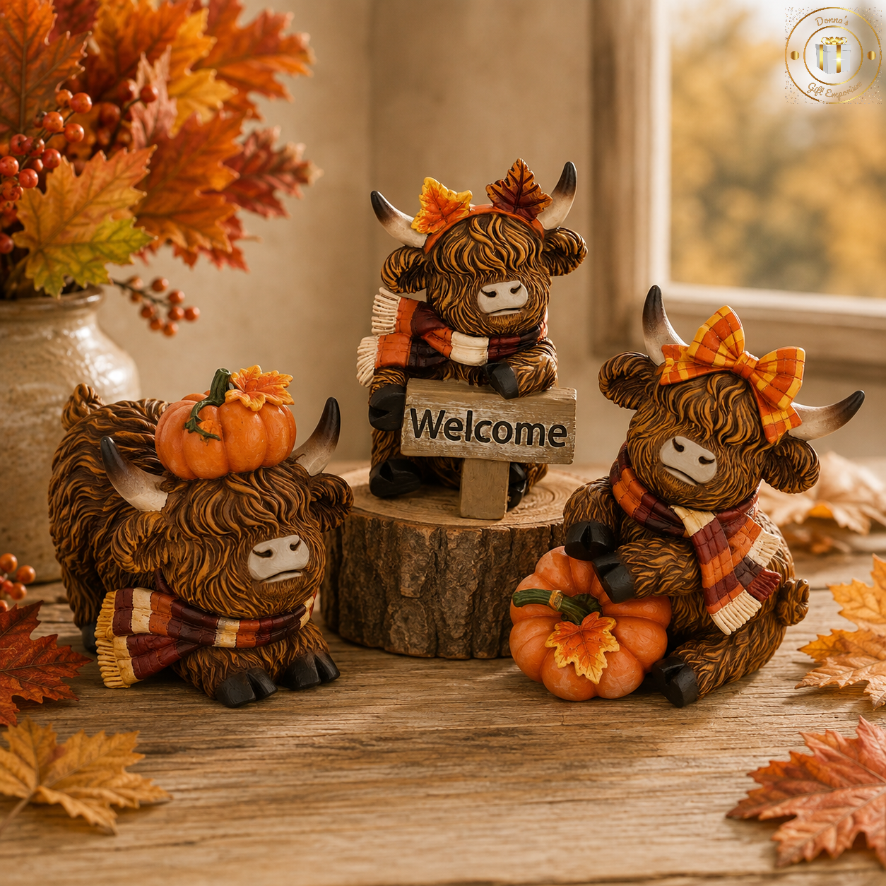 Autumn Highland Cow Ornaments