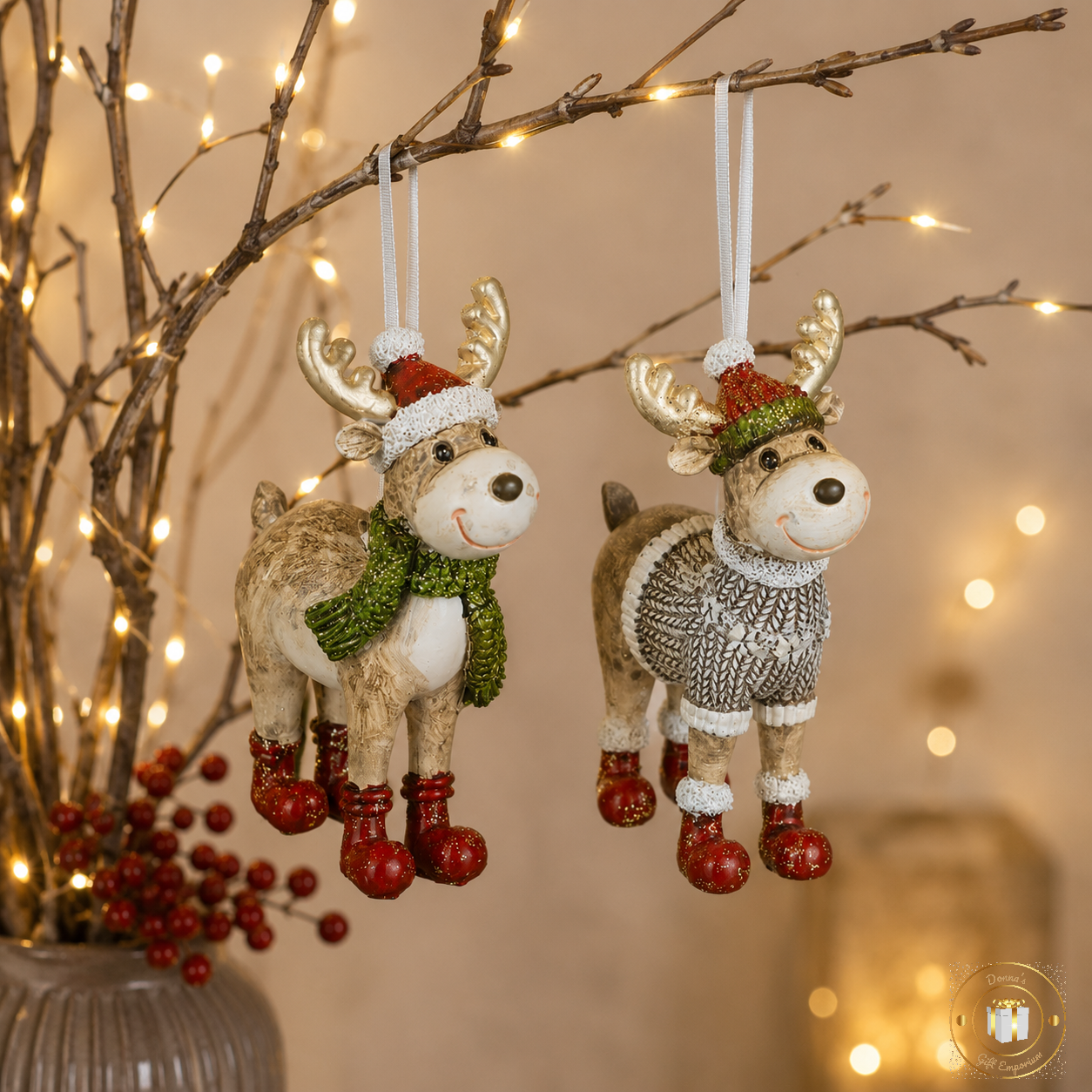 Festive Reindeer Hanging Decorations