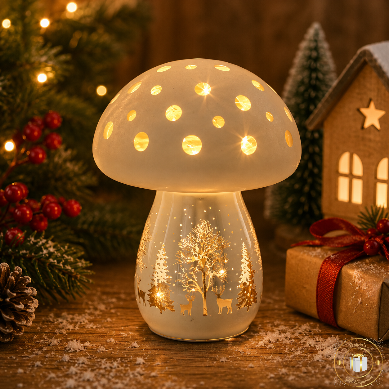 Magical Christmas LED Mushroom Large Gold