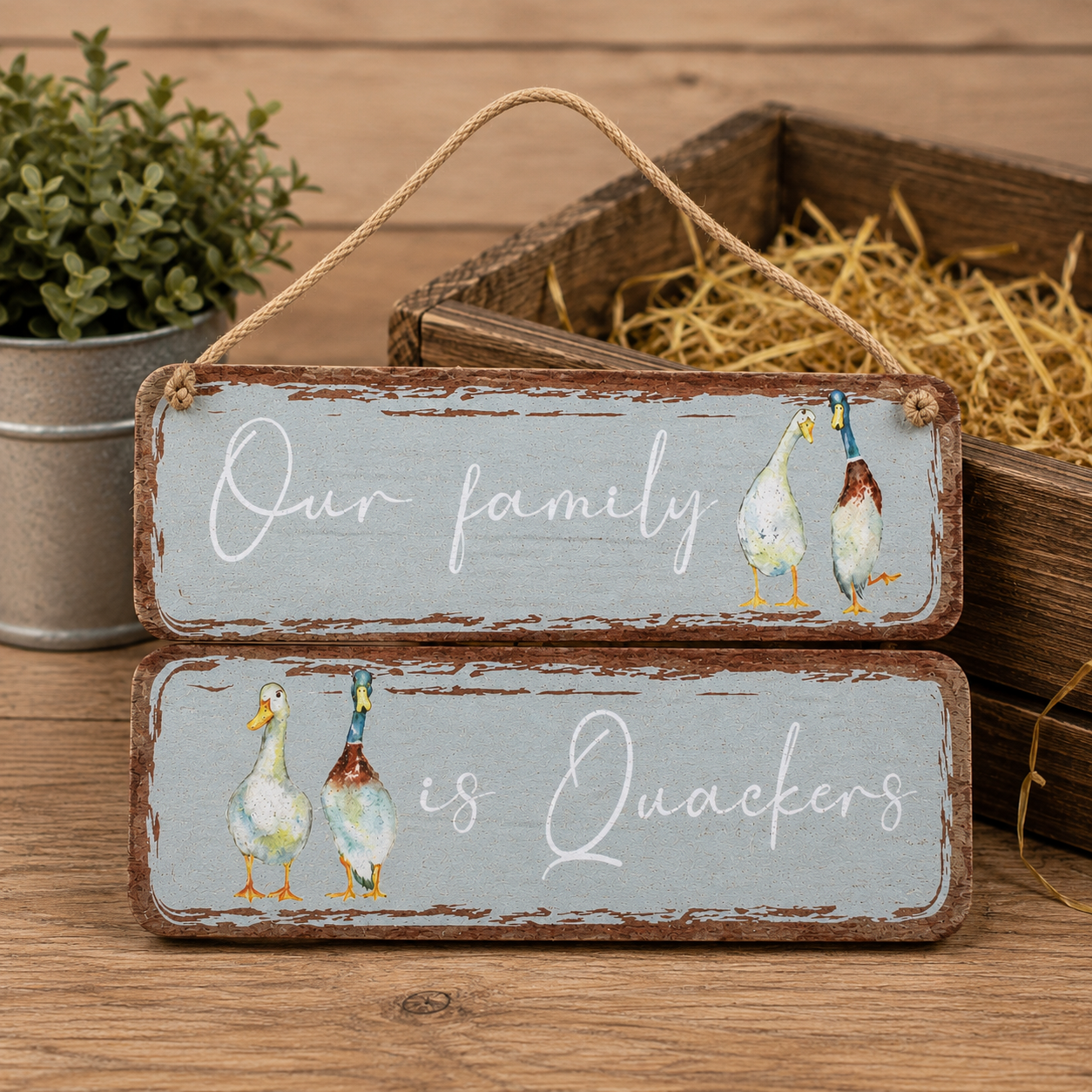 Our Family is Quackers Hanging Wooden Sign