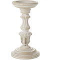 Distressed White Washed Wooden Candle Holder 22cm