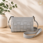 Woven Style Shoulder Bag - Grey