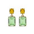 Oval Twin Gem Post Earring in Green & Yellow