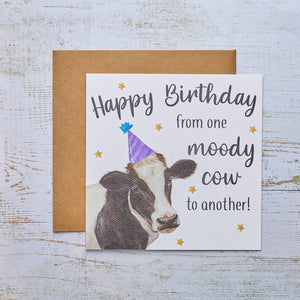 Happy Birthday Moody Cow Card